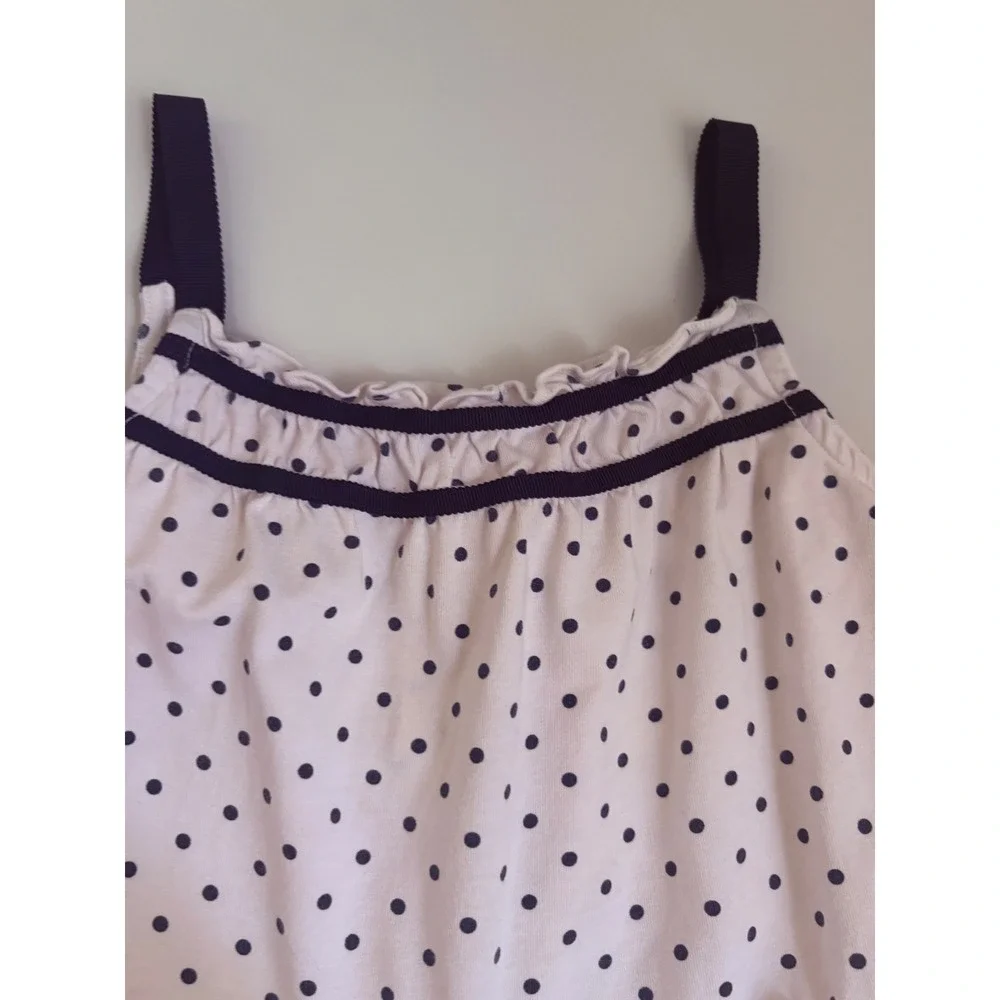 Janie and Jack Polka Dot Ruffle Dress Navy Blue White 18-24 Months